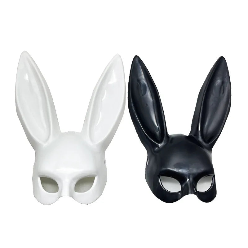 1pcs Black White Rabbit Mask Halloween Party Decoration Party Long Ears Rabbit Bunny Mask Costume Cosplay ﻿