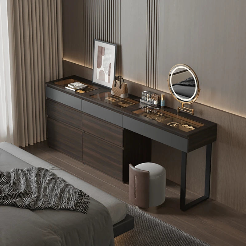 Makeup Vanity Table Modern Living Room Furniture Desk Light Mirror Bedside Dresser Comfortable Drawers Schmincktisch Wooden Top