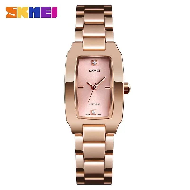 Skmei  Ladies Casual Dress Luxury Silver Ladies Rhinestone Waterproof Relogio Feminino Quartz Watch Fashion Thin Watches 1400