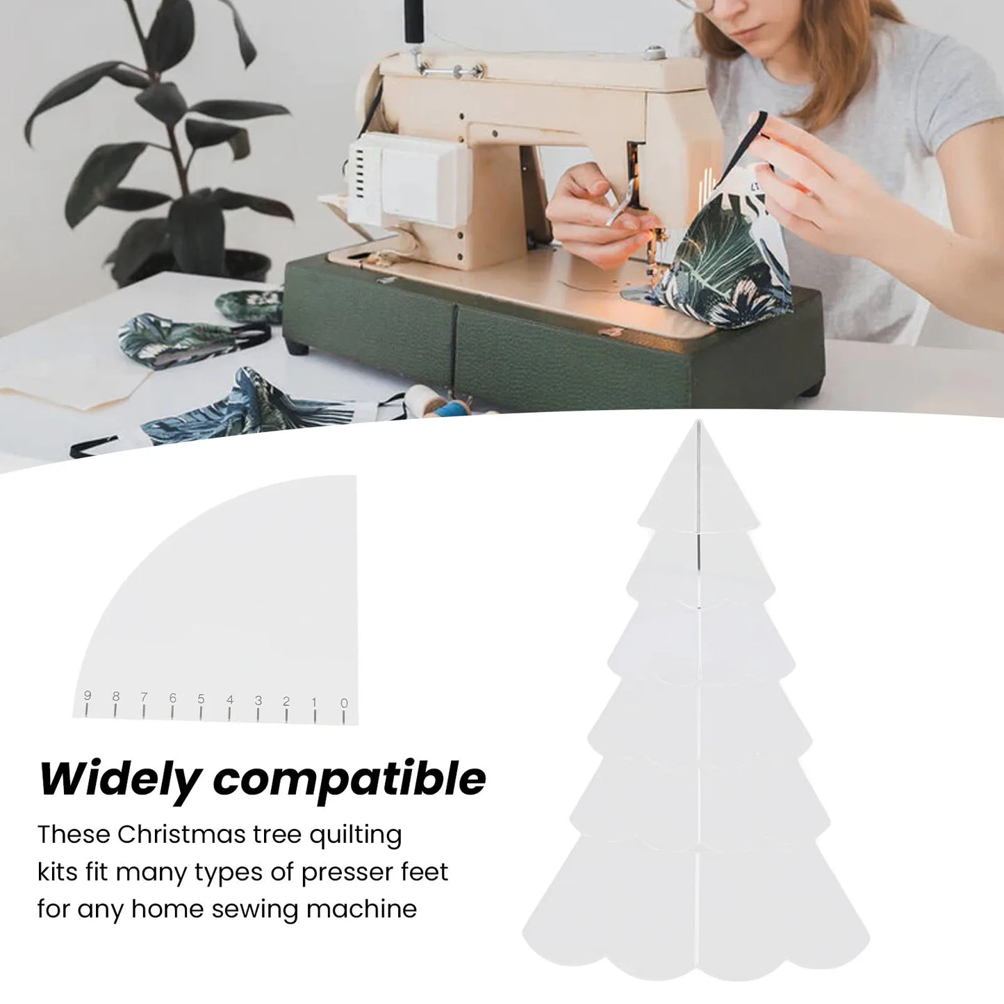 Handmade Christmas Tree Quilting Set Transparent Acrylic DIY Sewing Pattern Template Ruler Tool Sets For Bowl Mats Making