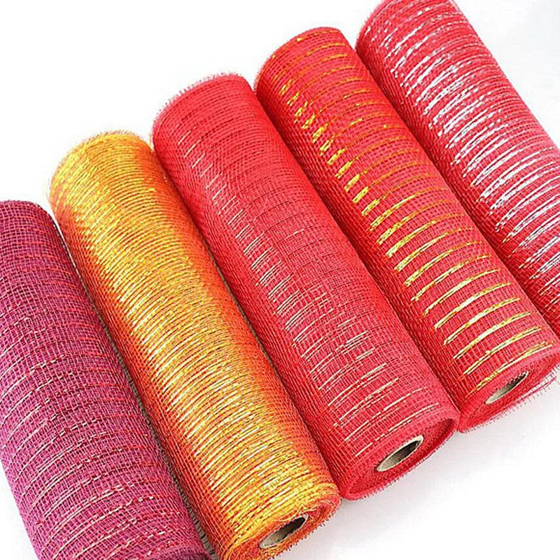 10 Yards Gold Wire Mesh Fabric for DIY Ribbon Bows Flower Wreath Metallic Mesh Gift Wrapping Net Wedding Christmas Decoration