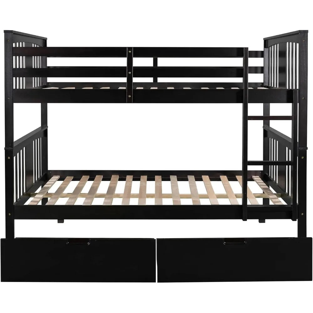 Bunk Bed, Convertible Bunks Beds with Storage Drawers for Kids,Wood Futon Bunk Bed Frame