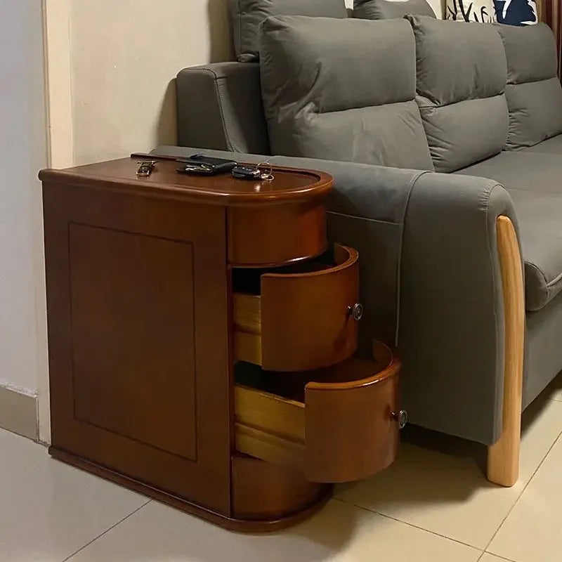 Sofa side armrest cabinet Small coffee table partition cabinet Living room household solid wood small tea table