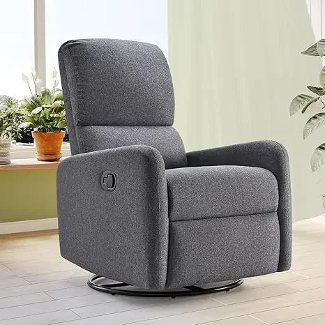 Swivel Rocking Chair, Nursery Glider Recliner Chairs for Adults, Rocker for Living Room Bedroom,Beige Linen,Living Room Chairs