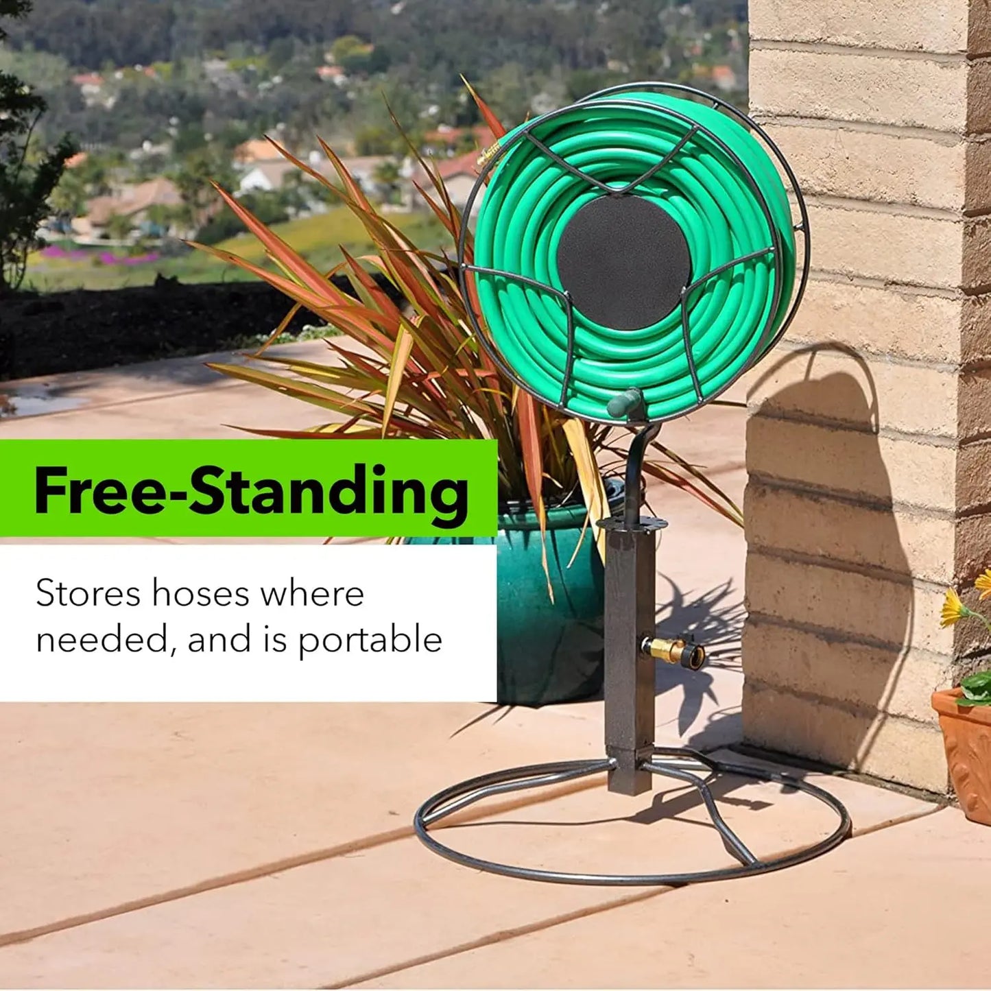 Free Standing Swivel Hose Reel  Water Hose Caddy For Yard or Garden - Outdoor Garden Hose Accessories, Water Reel Rotate