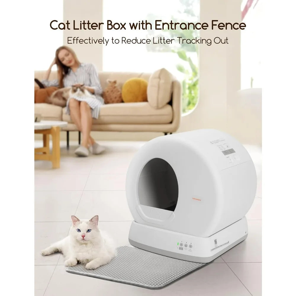 Self-Cleaning Cat Litter Box, Integrated Safety Protection Automatic Cat Litter Box for Multi Cats, Extra Large/Odor Removal