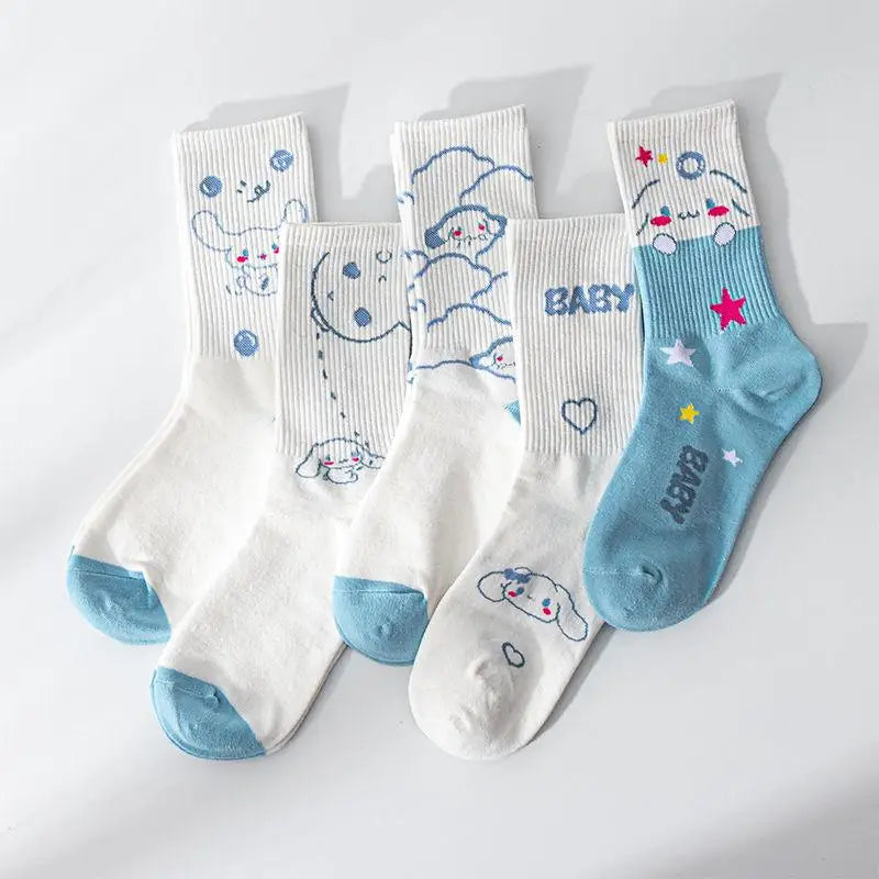 Kawaii Sanrioed Anime Kittys Cinnamoroll Winter Soft, Comfortable, Sweat Absorbent Long Cotton Socks Christmas Brithday Gift