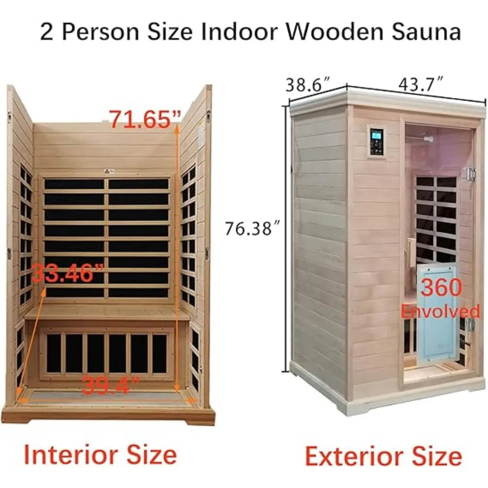 Sauna Home,con 1750 W, 9 Calentadores EMF Bajos, Precalentamiento De 10 Minutos, Sala De Sauna De Madera De Infrarrojos Lejanos