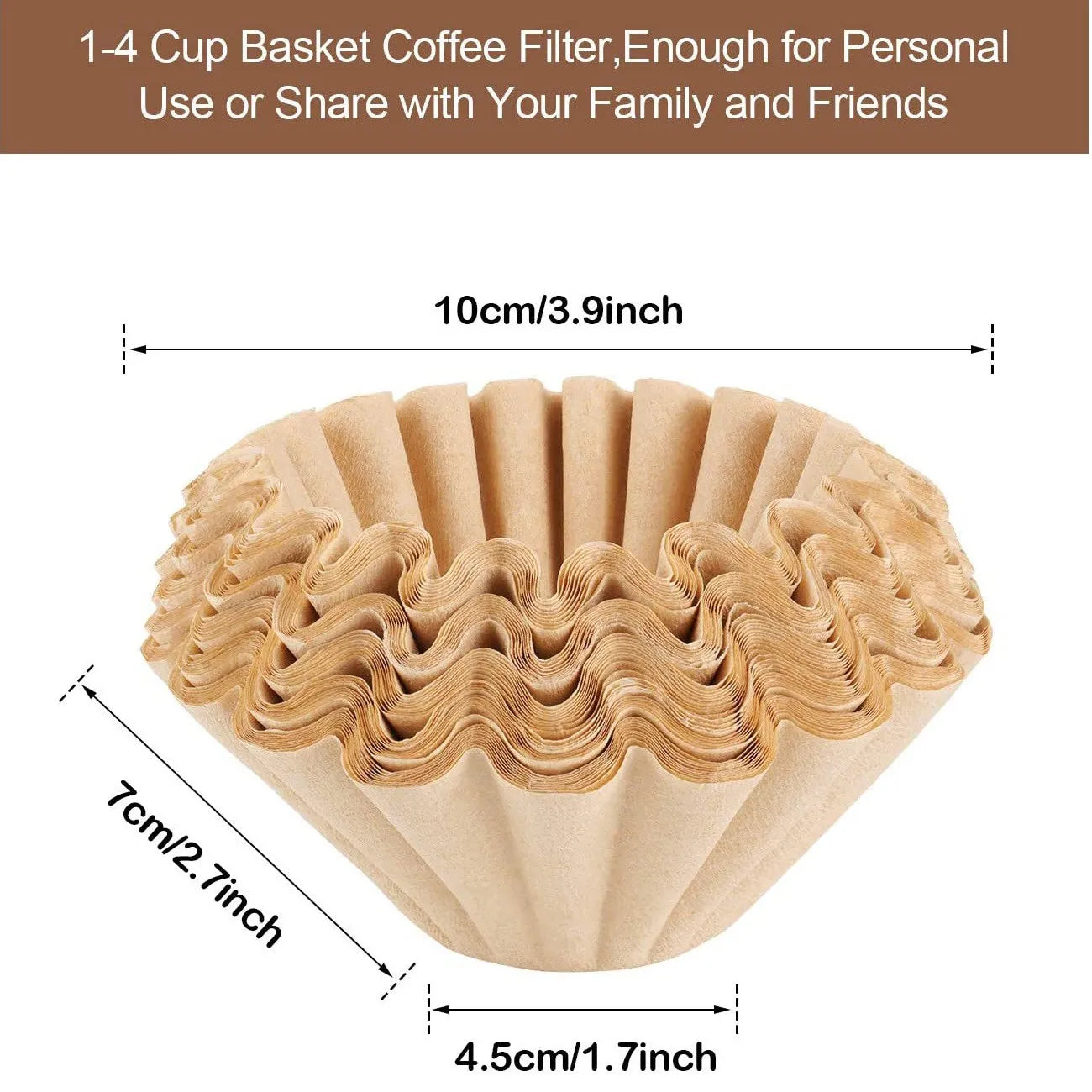 100 Pcs 1-4 Cup Basket Coffee Filters Basket Filters Disposable Paper Coffee Filters for Home Office Use Brown