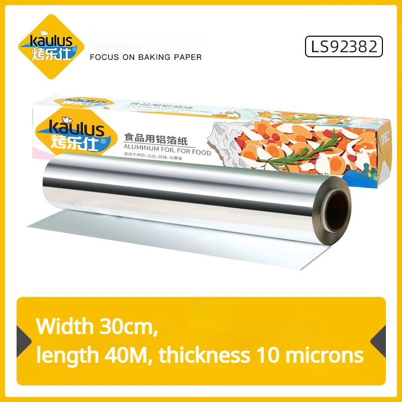 Zackoo 10/20/40M Aluminium Foil for Baking Wrap Disposable Airfryer Oven BBQ Tin Foil Food Grade Oil Paper Kitchen Catering Tin