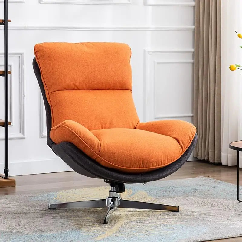 Swivel Accent Chair, Modern Linen Soft Foam Lounge Chair with High Back, Comfy Rocker for Living Room Bedroom Reading