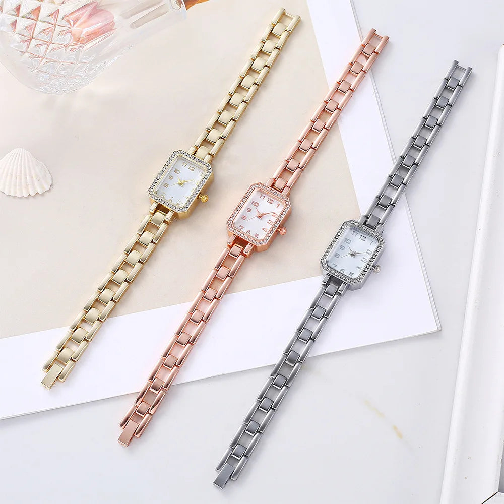 UTHAI Watch Light Luxury Women's 2024 Square Digital Leisure Hollow Stainless Steel Student Female Fashion Quartz Watches