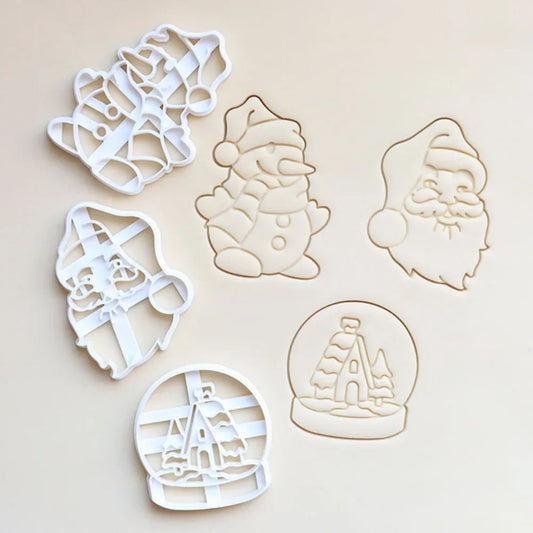 Christmas 3D Cutters Mold Biscuit Embossing Mould Sugarcraft Dessert Baking Plastic Mold Cake Kitchen Accessories Tools