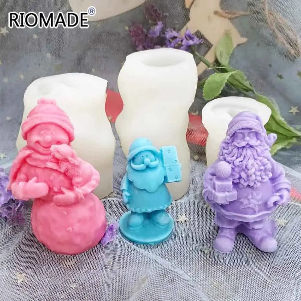 3d Santa Claus Snowman Model Baking Tool Silicone Mold Aromatherapy Candle Plaster Diy Epoxy Resin Christmas Handmade