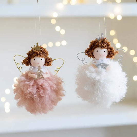 Christmas plush angel girl pendant golden iron wings girl Christmas decoration Christmas tree pendant adornos para navidad 2024