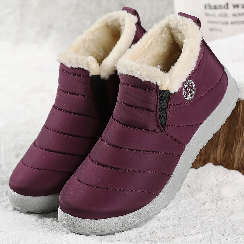 Women's Winter Boots Lightweight Fur Boots For Women Ankle Winter Shoes Women Snow Boots Waterproof Winter Footwear Female Black