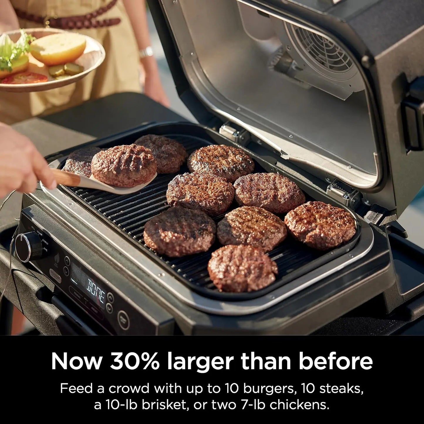 XL Outdoor Grill & Smoker with Built-In Thermometer, 4-in-1 Master Grill, BBQ Smoker, Outdoor Air Fryer, Bake, Portable