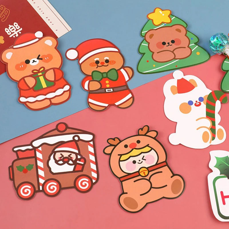 10Pcs Cartoons Lollipop Card Christmas Candy Decorations Packaging Card Cute Xmas Tree Santa Claus Lollipop Holder Gifts