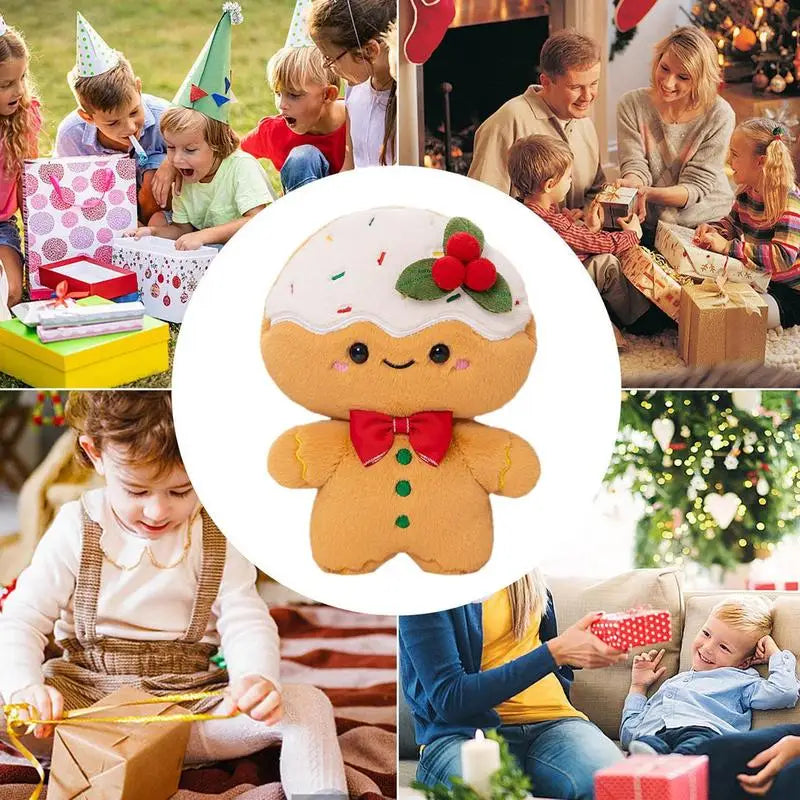 Gingerbread Man Stuffed Doll Cartoon Gingerbread Man Plush Throw Pillow Toy Delicate Touch Stuffed Doll For Car Balcony Stroller