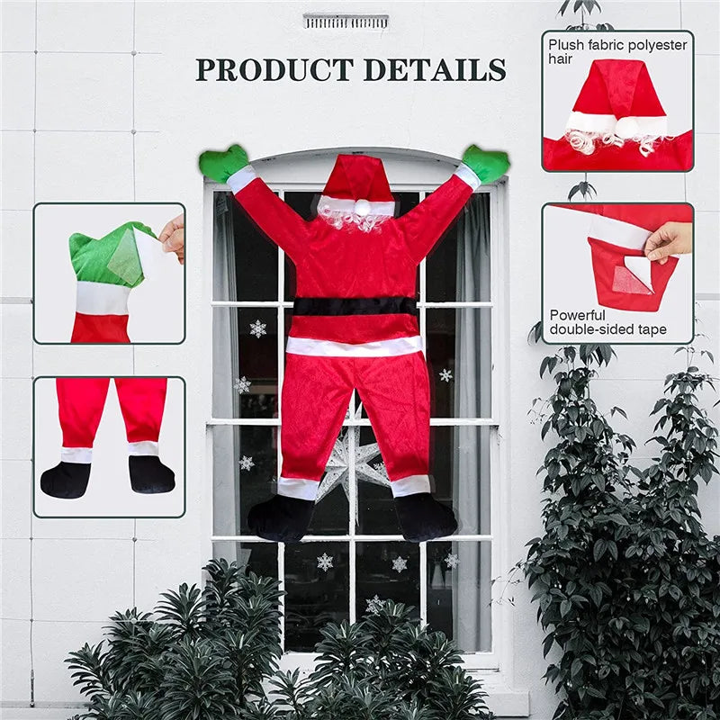 2023 New Santa Claus Climbing Wall Decoration Clothes Hanging Gifts Holiday Gifts Christmas Ornaments Navid Flannel Santa Claus