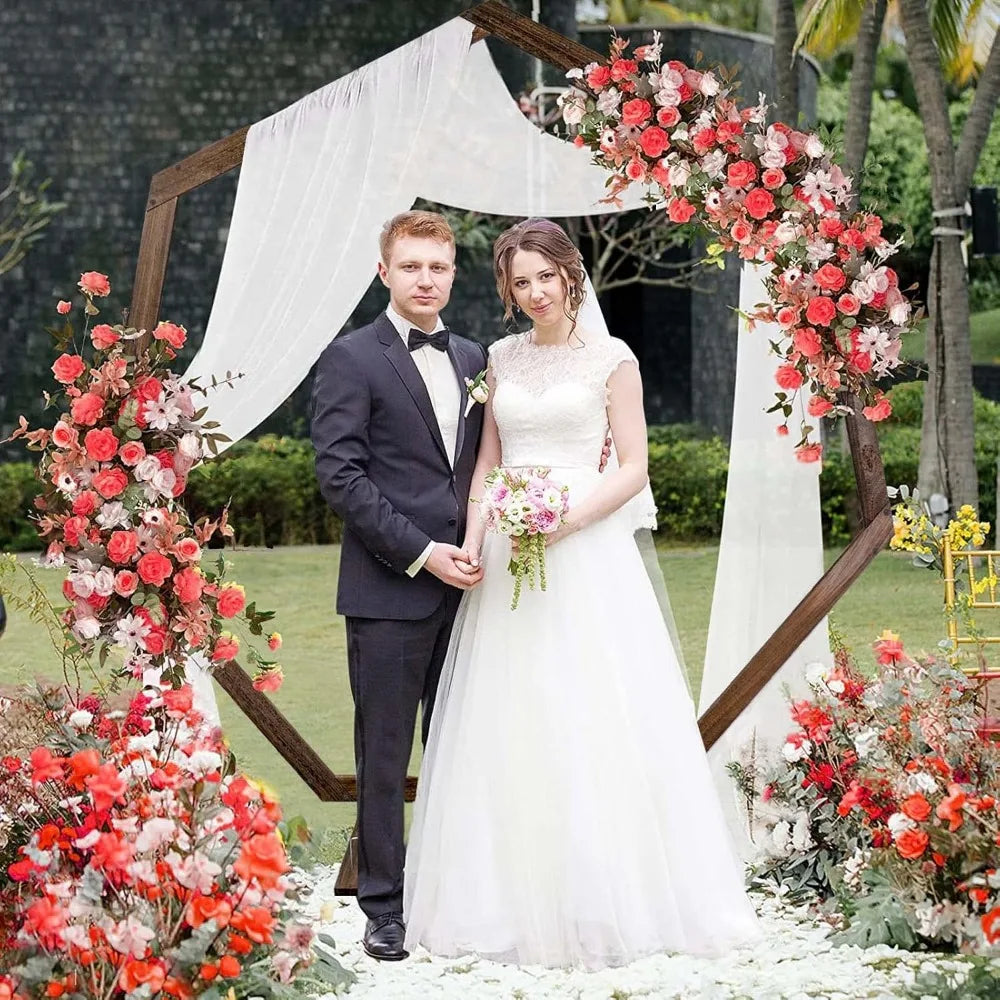 Wedding Arch 7.2FT, Heptagonal Wood Wedding Arches for Ceremony, Wooden Wedding Arch Arbor (Drapes & Flowers Not Included)