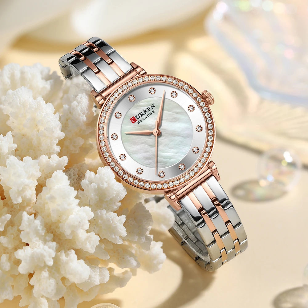 Women's Watches New Famous Luxury Brands Women Watch Fashion Rhinestone Stainless Steel Quartz Ladies Wristwatches Reloj Mujer