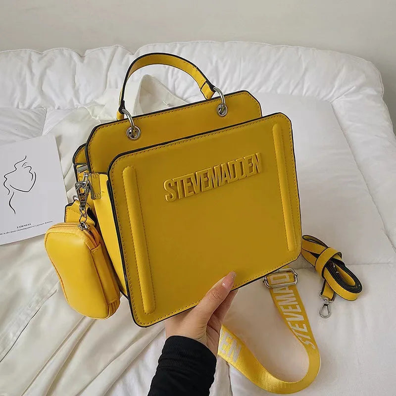 2024 New Trendy Handbags with Popular Lettering, Single Shoulder Bags, Solid Color Crossbody Bags