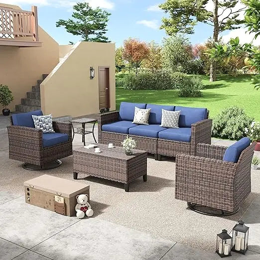 Patio FurnitureSet, Outdoor Furnitures Sectional Sofa with Swivel Chairs, for Balcony Backyard, Garden Furniture Sets