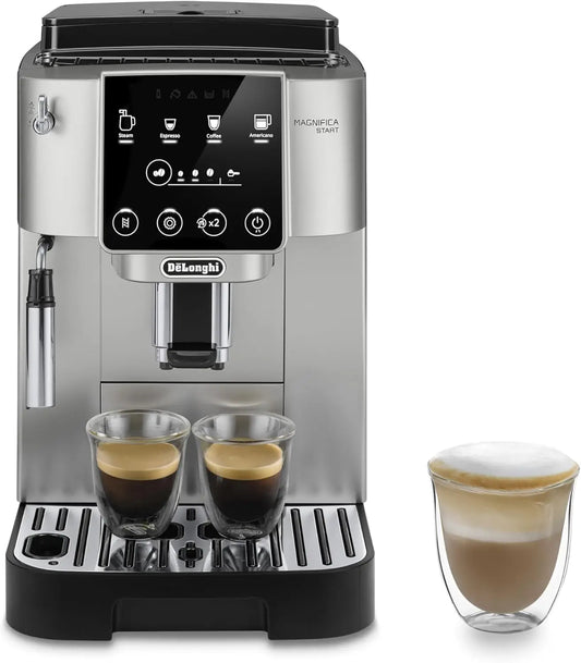 Start Automatic Espresso & Coffee Machine with Manual Milk for Latte, Cappuccino, Built-in Grinder, Silver, ECAM22022SB