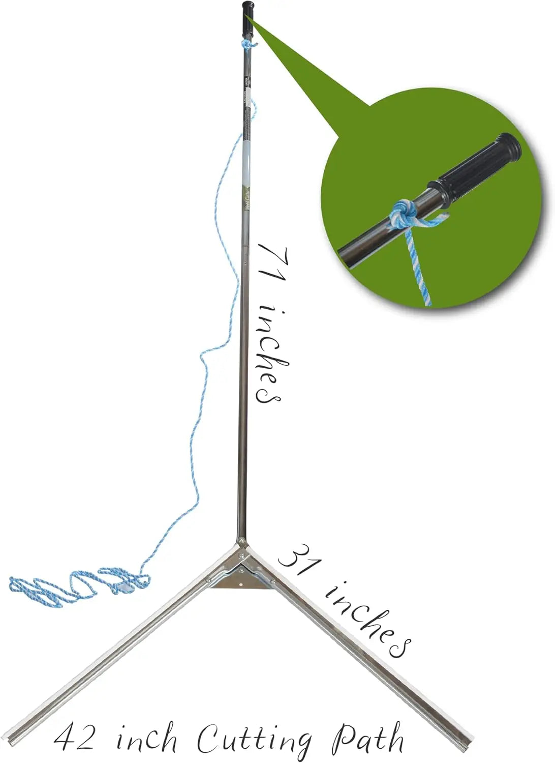 Lake Weed Cutter - 42 inch Wide Cutting Path, Includes 20 Foot Rope, Blade Sharpener & Safety Gloves - Remove Common Pond