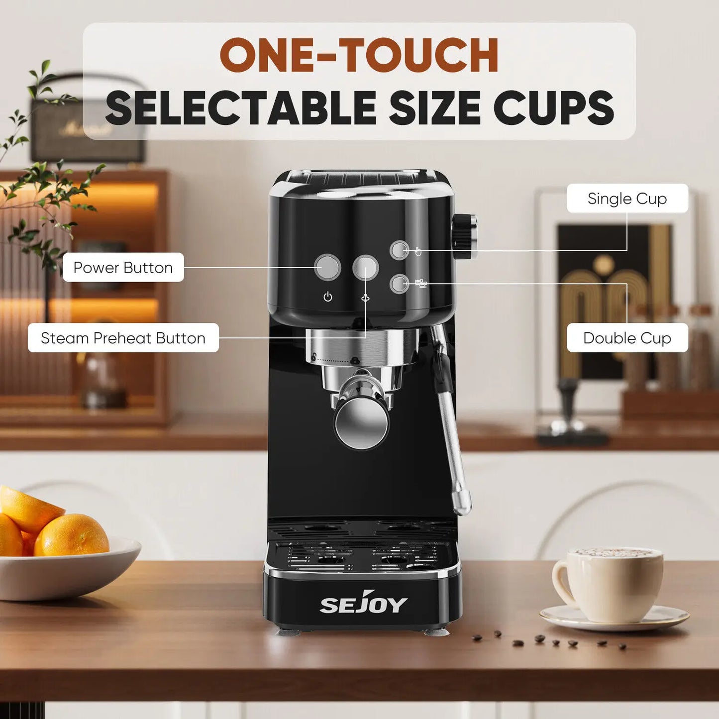 Sejoy Home Espresso Machine 20Bar Coffee Machine Latte Coffee Maker Cappuccino Machine