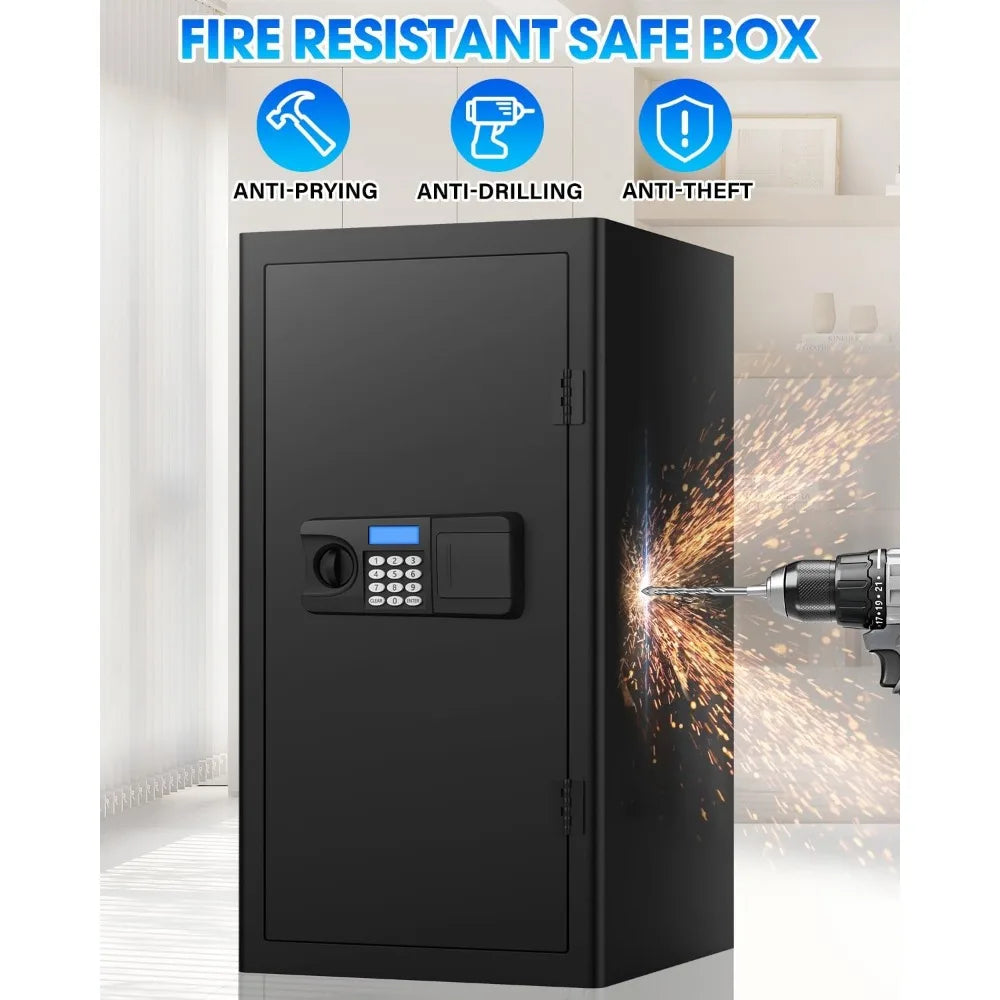 4.8 Cuft Extra Large Home Safe Box Fireproof Waterproof With【Removable Drawer】, Programmable Backlight Keypad, Smart Alert