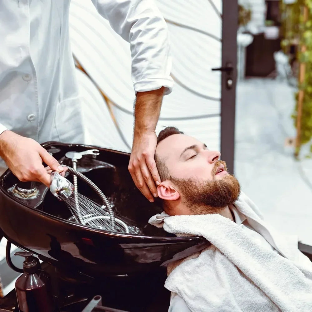 Shampoo Chair and Bowl for Salon, Backwash Shampoo Station Sink with Tilting Shampoo Bowl, Barbershop Spa Equipment