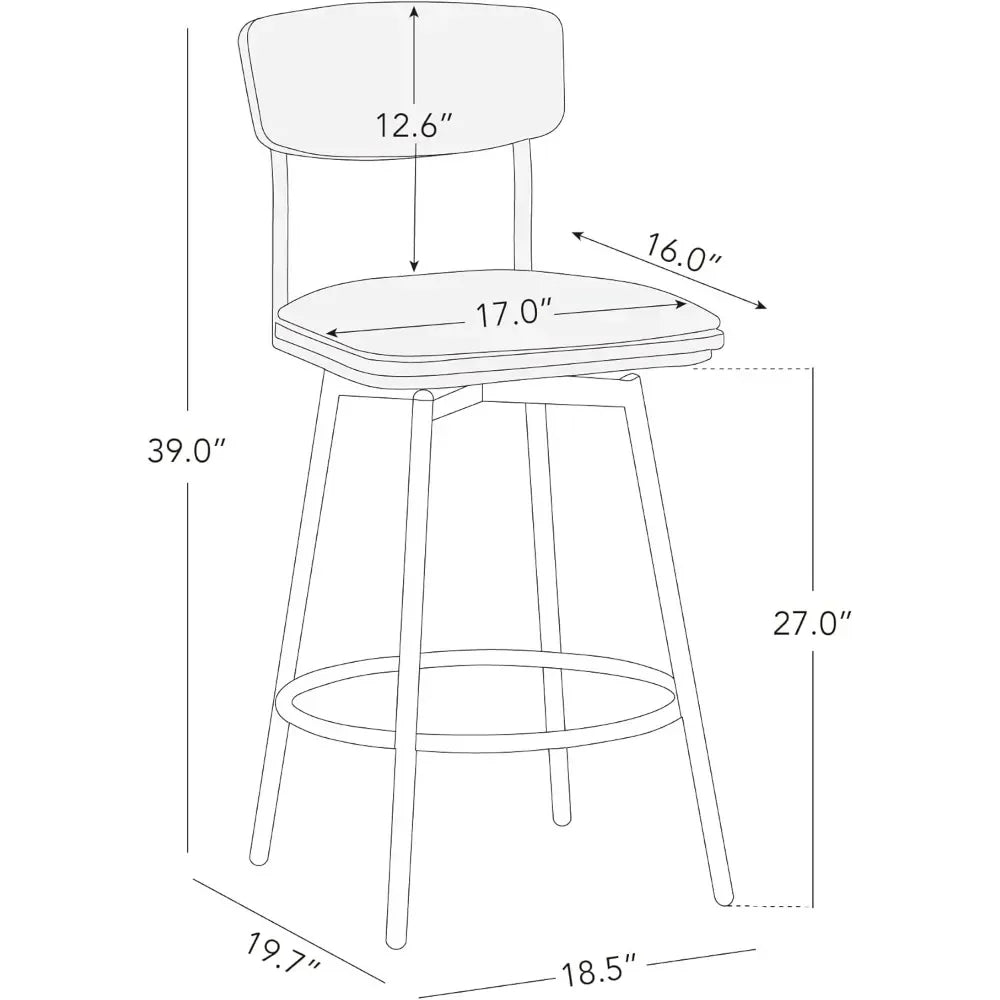 Swivel Counter Height Bar Stools with Back, Fabric Upholstered Barstools 27" Seat Height, Metal & Wood Frame Set of 2