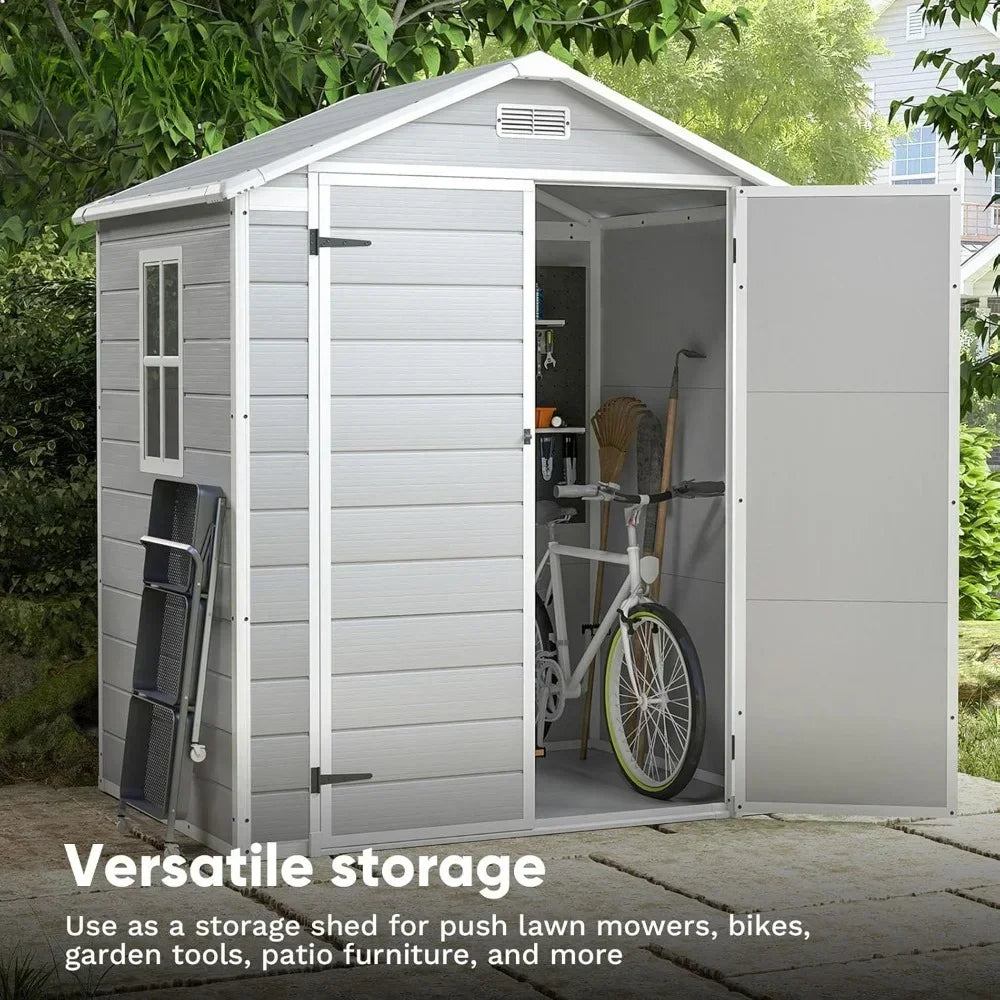 6x4 Foot Plastic Outdoor Storage Shed - Perfect for Storing Terrace Furniture, Bicycle Accessories,beach Chairs, and Lawn Mowers