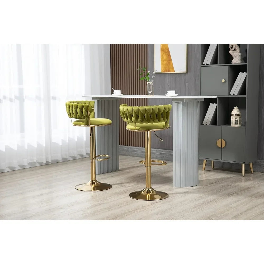 Swivel Velvet Bar Stools, Adjustable Counter Height Barstools Modern Counter Stools Chairs Set of 4 Suitable for living rooms