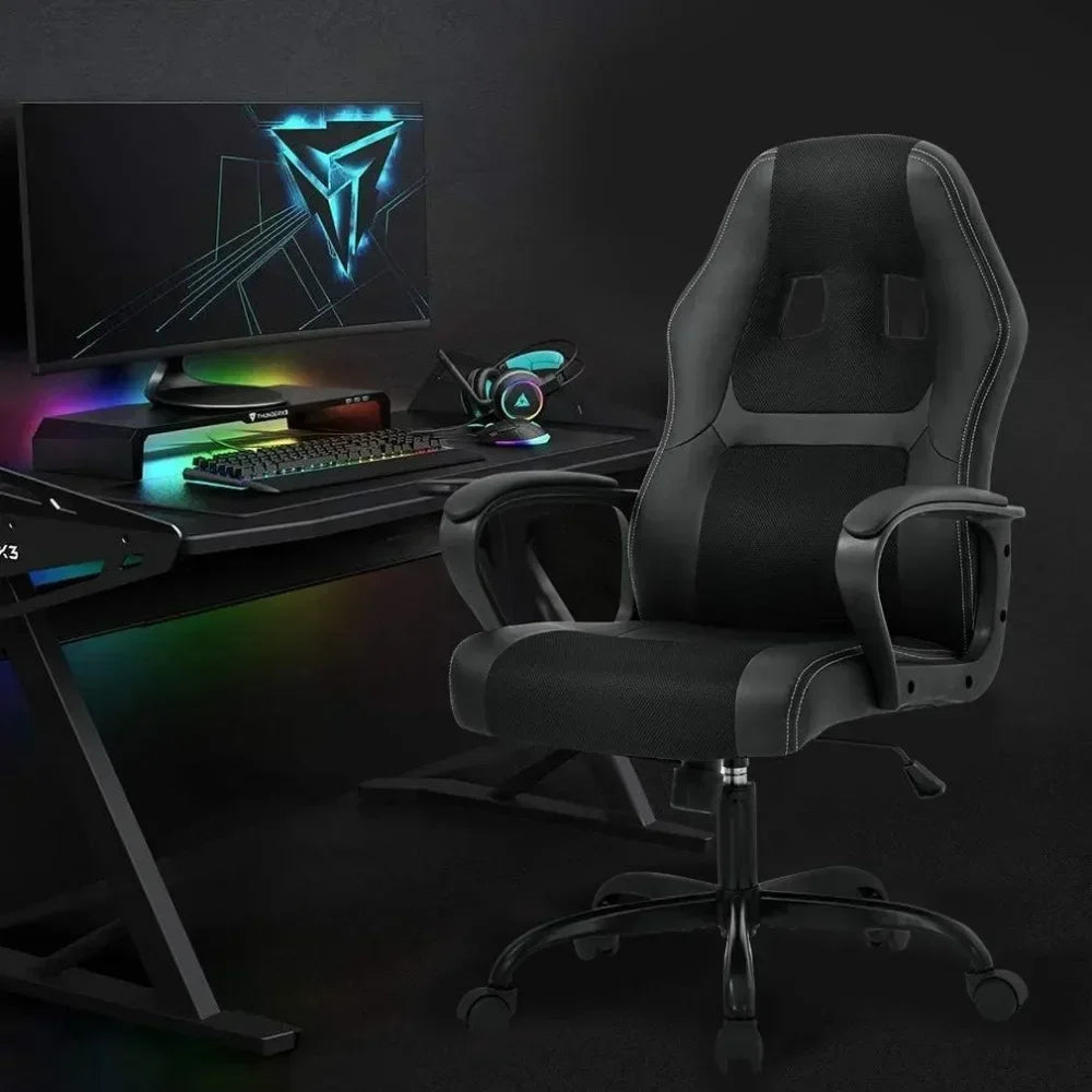 Gaming Chair, Ergonomic Desk Chair Adjustable PU Leather Racing with Lumbar Headrest Armrest Swivel Massage Office Chair