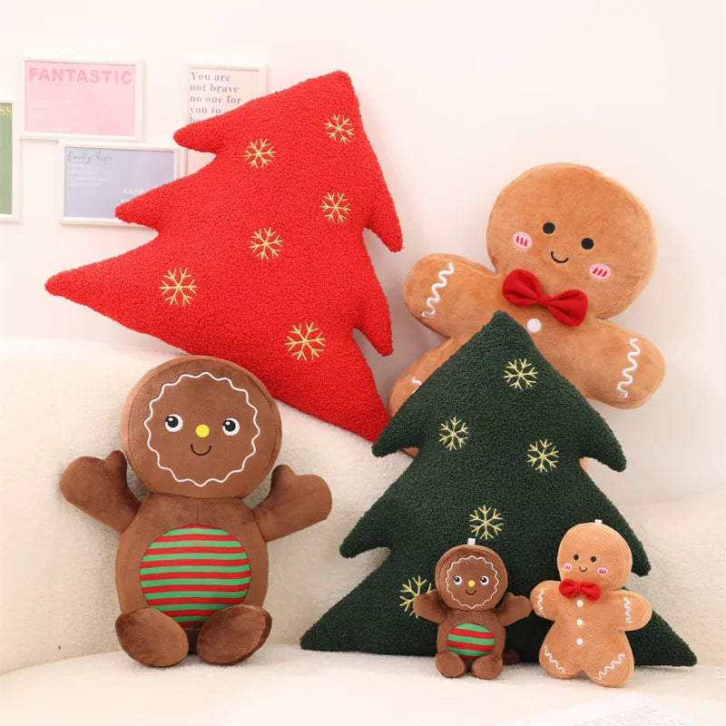 Ginger Bread Plush Pillow Cushion Xmas Tree Party Ornaments Plushie Dolls New Year Kids Gift 2024 Christmas Decorations for Home