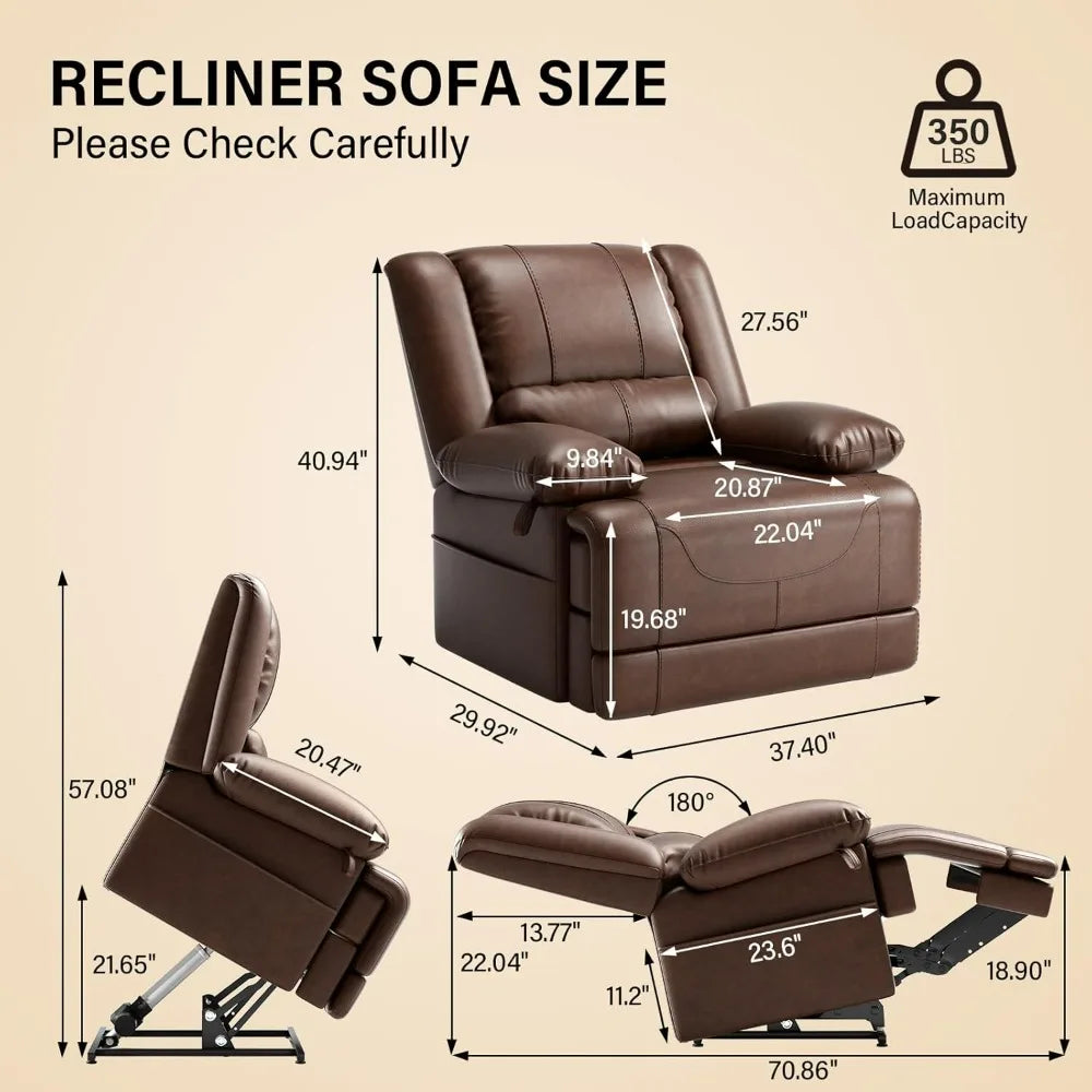 Dual Motor Electric Lift Recliner Sofa, Ergonomic, Massage Chair with Heating Function, Suitable for Living Room, USB Port,