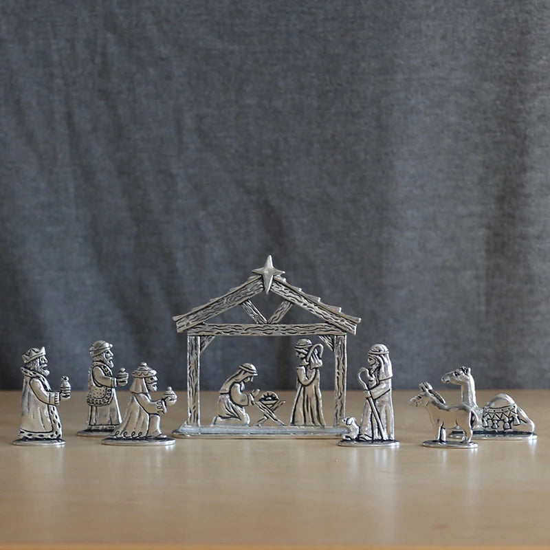 7Pcs/set Basic Spirit Nativity Set Iron Handcrafted Figurine Gift Box Home Decorative Christmas Ornaments Gifts