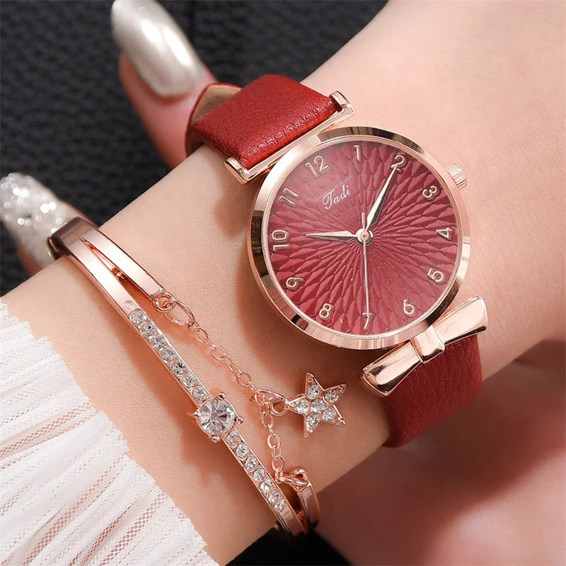 2pcs Set Luxury Women Bracelet Quartz Watches For Women Leather Watch Ladies Sports Dress Wrist Watch Clock Relogio Feminino