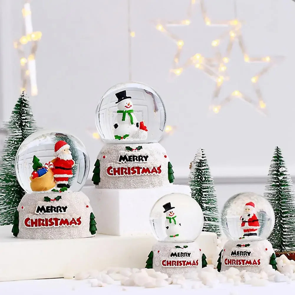 Glowing Christmas Santa Snow Globe Table Ornaments Electric Musical Snowman Crystal Ball Christmas Gift For Children