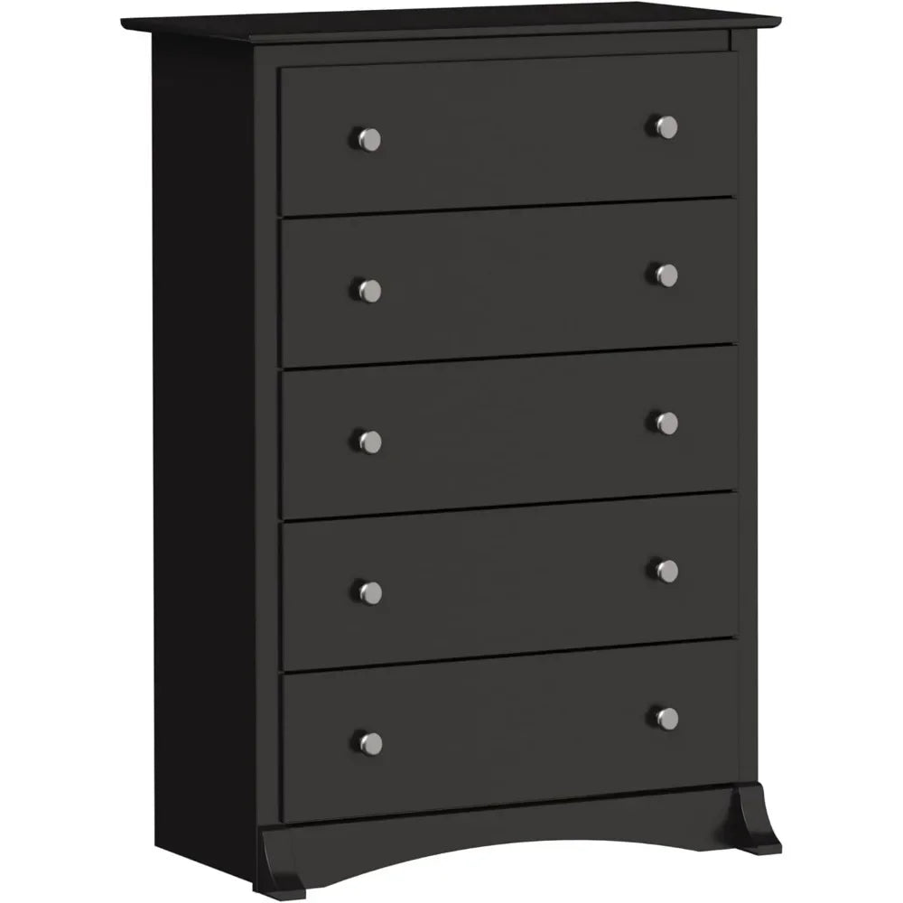 Superior 5-Drawer Chest for Bedroom - Spacious and Stylish Chest of Drawers, Measuring 17.75"D x 31.5"W x 44.75"H, In Black