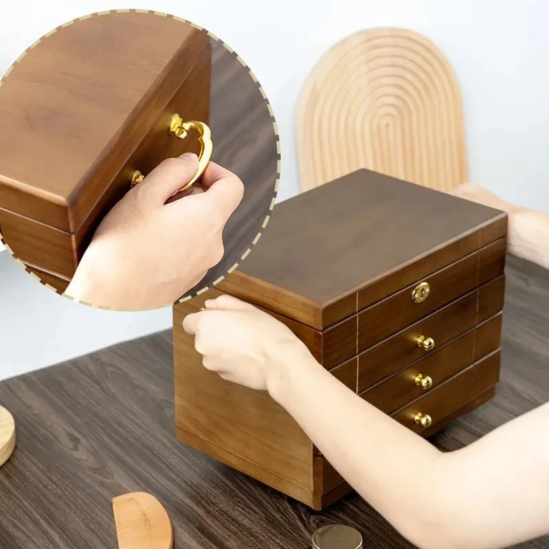 Wooden Jewelry Box Large Organizer Storage with Lock Luxury Jewelry Box Multi Functional Large Retro Packaging Gifs Supplies