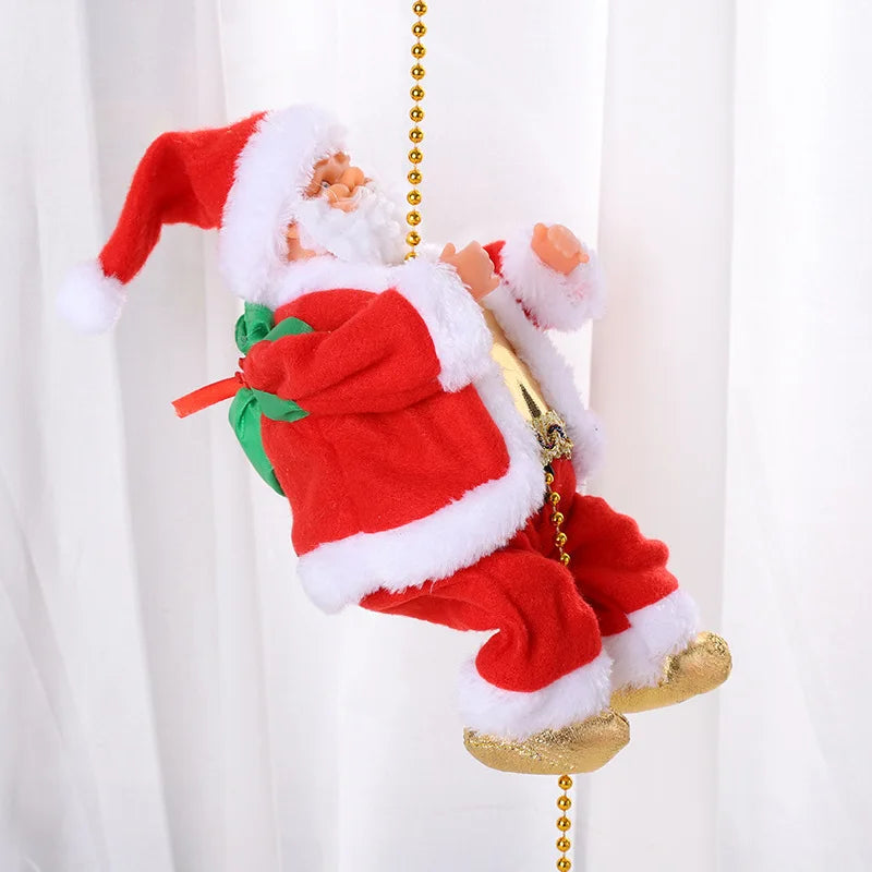 Santa Claus Climbing On Rope Ladder 2024 New Year Xmas Decor Gifts Christmas Home Pendant Xmas Trees Pendant Hanging Ornament