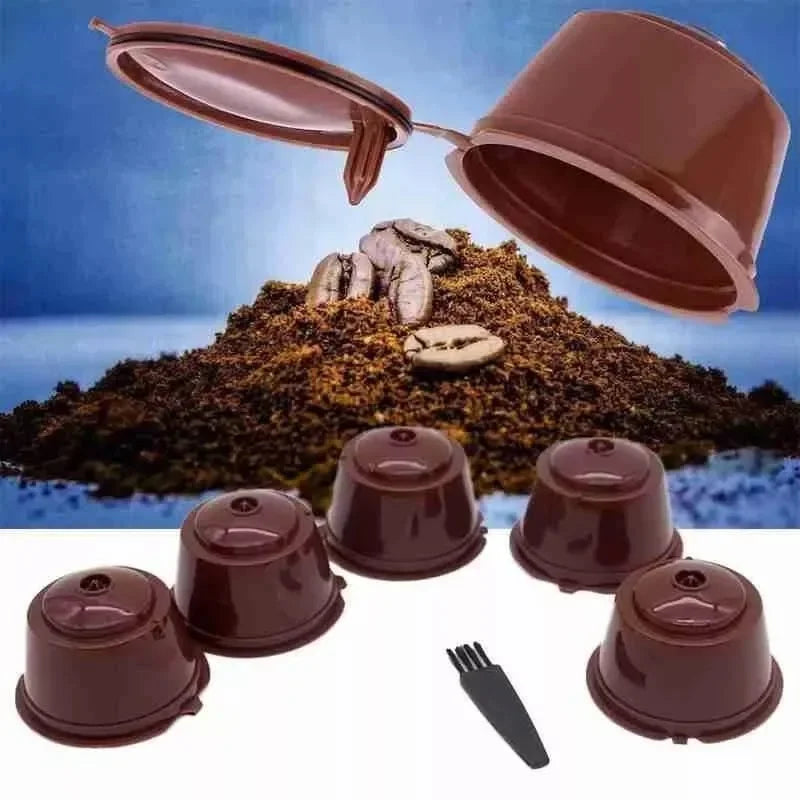 Reusable Coffee Capsule Filter Cup for Nescafe Dolce Gusto Refillable Cap Spoon Brush Filter Kitchen Accessories Coffee Bean Cup