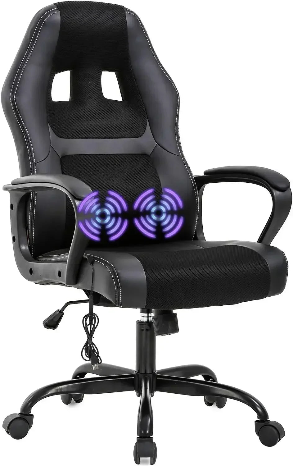 Gaming Chair, Ergonomic Desk Chair Adjustable PU Leather Racing with Lumbar Headrest Armrest Swivel Massage Office Chair