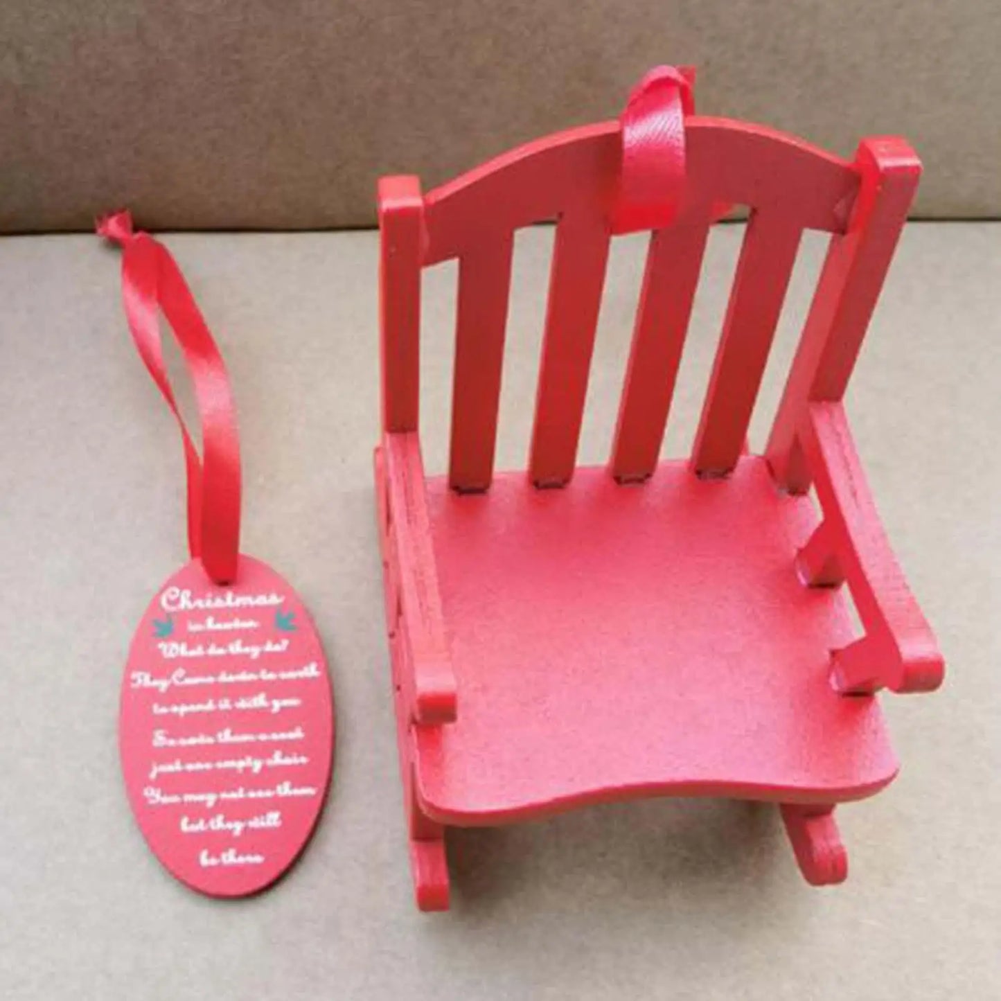 Mini Christmas Rocking Chair Ornament with Tag Sign Anniversary Holiday