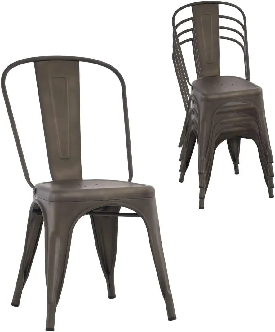 Sets of 4 Metal Dining Chair Farmhouse Style for Dining Room Café Restaurant Bistro Patio Chair,Waterproof Indoor/Outdoor