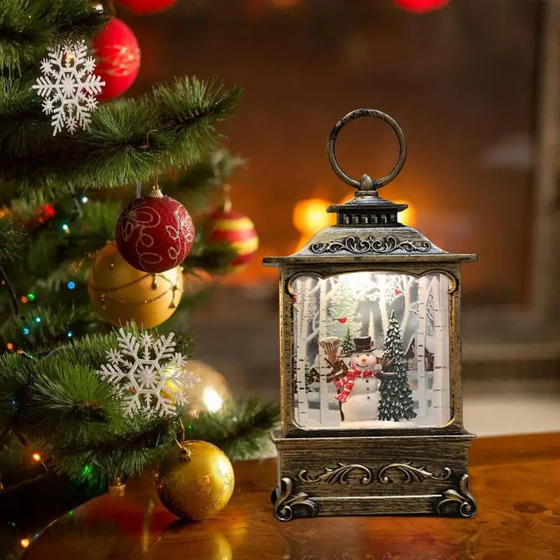 Christmas Snow Globe Lantern Rotating Christmas Snowglobes Lights Swirling LED Snow Globe For Christmas Decoration Gifts